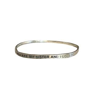 Y2K Sterling Silver You Are My Sister and I Love You Cuff Bracelet 925 9.4g
